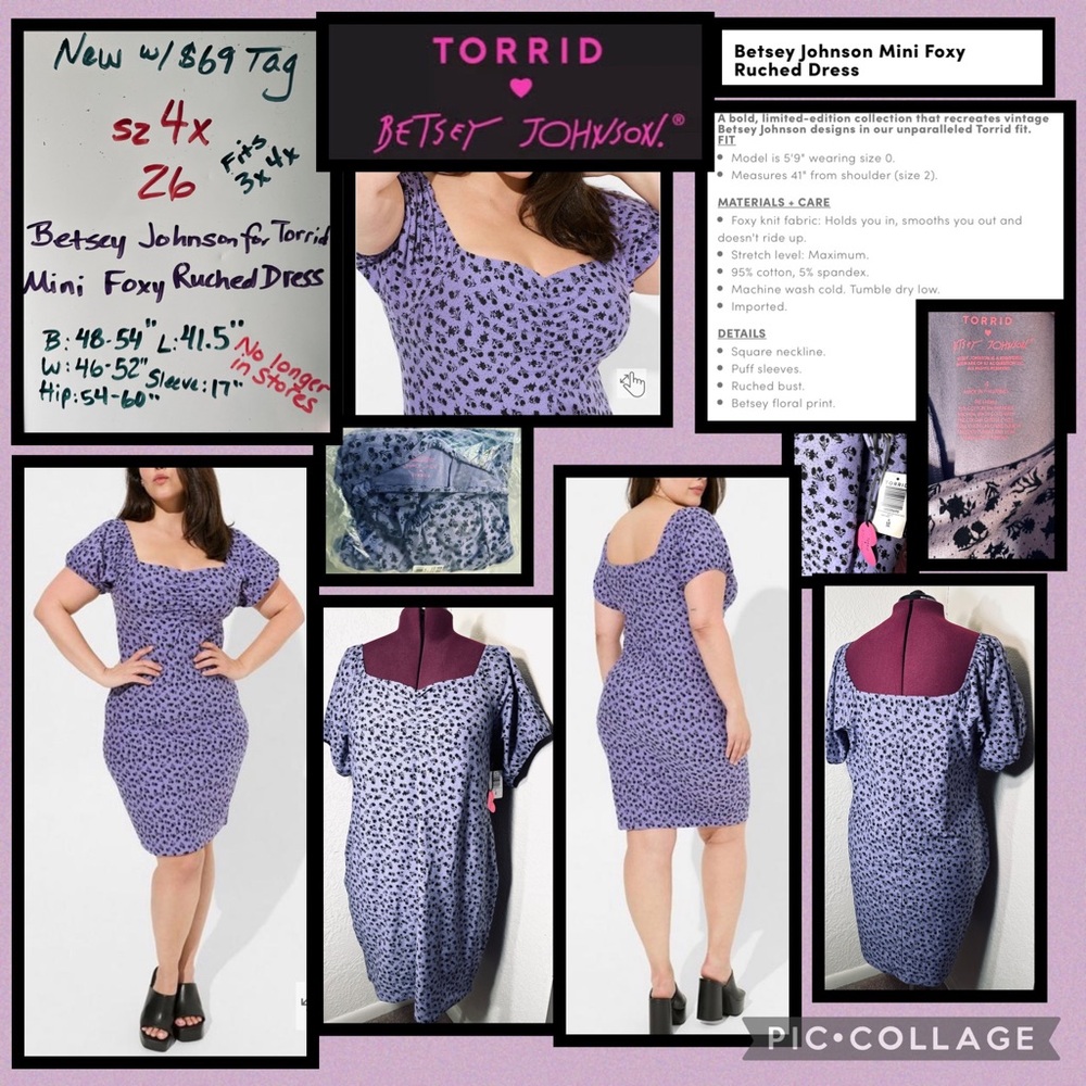 $69 Sz 4x fits 3x 4x ⭐️ NEW WITH TAG Betsey Johnson for Torrid Foxy Mini Dress